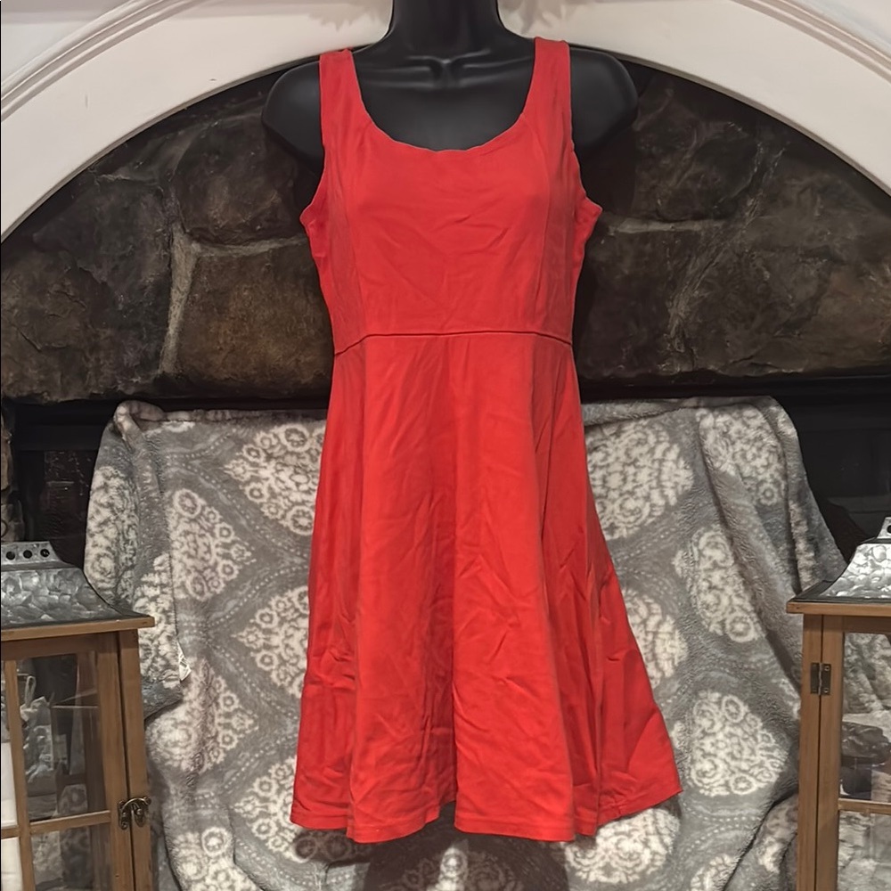 New York & Company Red Sleeveless Scoop Neck Sundress Small